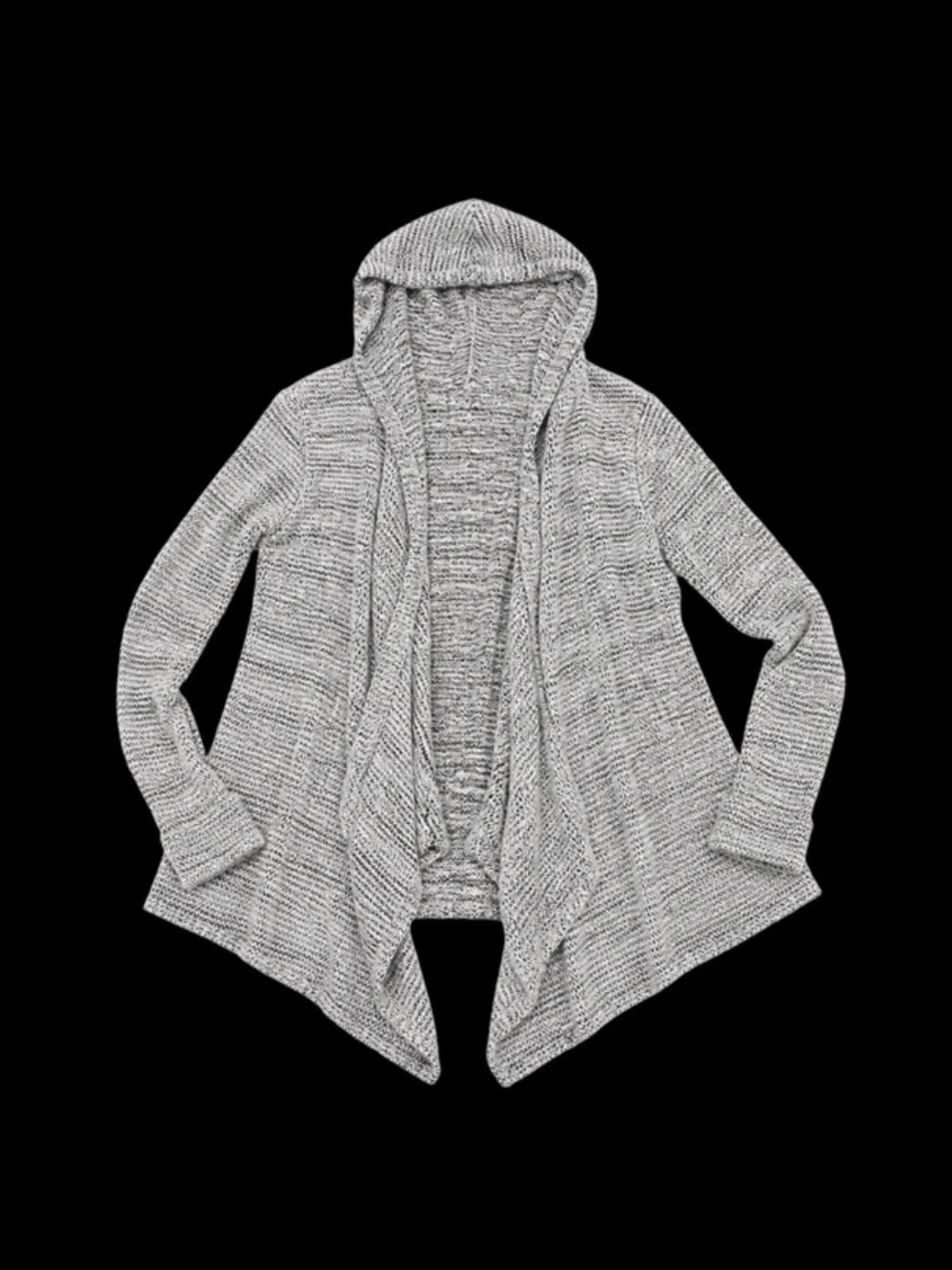 Maurices Marled Light Gray Hooded Open-Front Cardigan